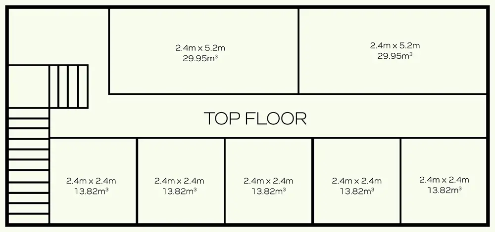 Upstairs plan of storage units available