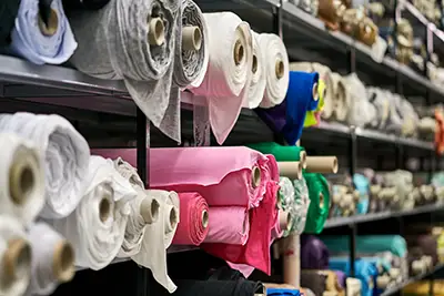 photo of rolls of material on a shelf